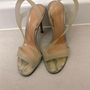 Gianvito Rossi Women's Beige and Silver Heels